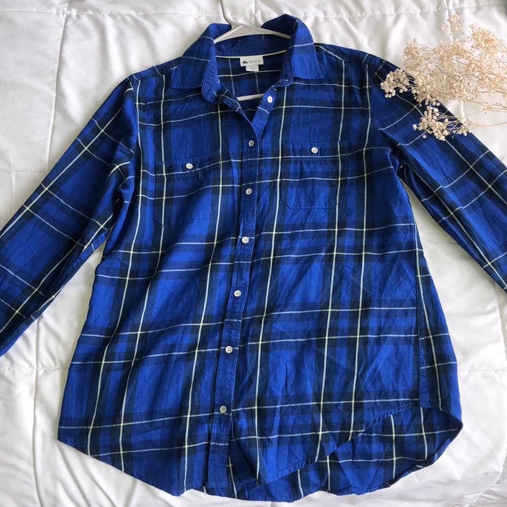 Royal blue Flannel top
